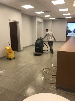 Tile floor cleaning