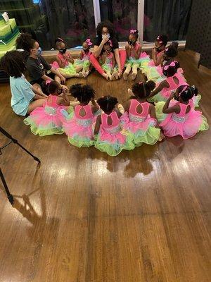 Little BTB dancers preparing for recital taping!