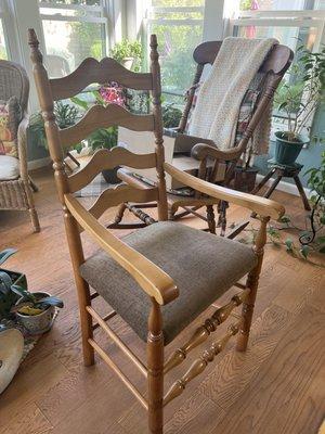 Refinished and upholstered chair