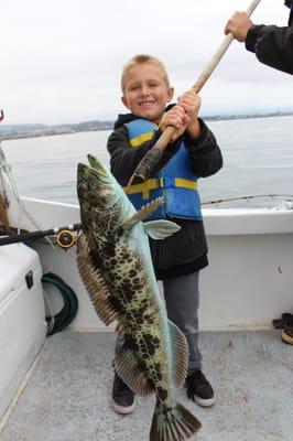 Caden lands a Ling Cod!