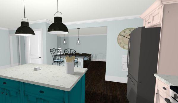 Country chic kitchen remodel   3-D Rendering