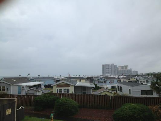 South view from lower level of oceanfront condos.