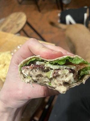 One tablespoon of tuna on punitive wrap