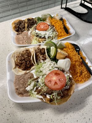 The #1 & #3:  3 Taco Plate and 2 Tacos with Sopa... so good!