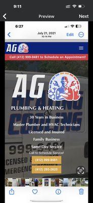 AG Plumbing, 412-295-2625