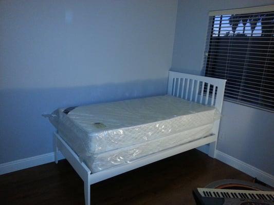 Twin bed, with mattress and box spring and delivery with assembly for $200.00