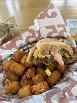 Cheeseburger and tots...YUM