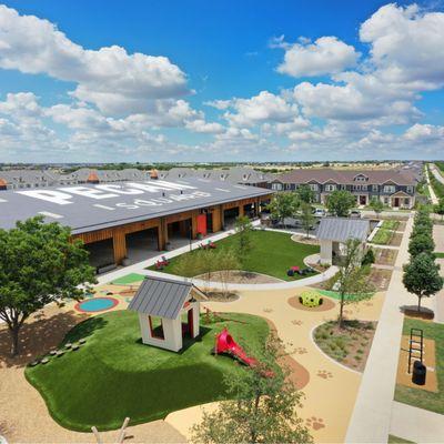 22,000 square feet of shade for games and events with Pioneer Park outside The Arena, the property's original horse arena at Pecan Square.