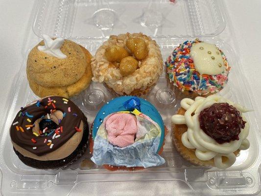 April Fool's Cupcakes - 
 Sand, Orange Chicken, Unicorn Barf, Chocolate Donut, Chewed Bubblegum, Spaghetti and Meatballs