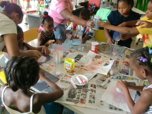 Art activity with school-age students.