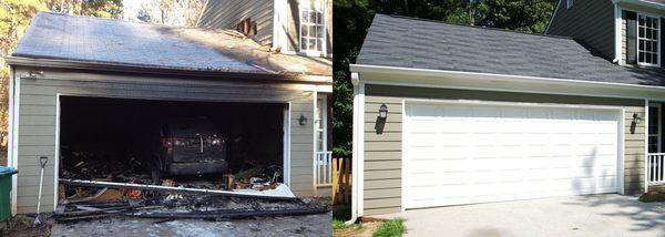 Garage Fire Before & After