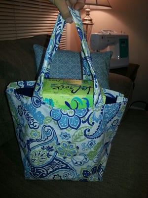 My grocery bag from my second beginner's sewing class!