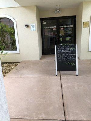 Entrance to Surgery Center (right side of building)