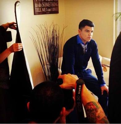 On set with Victor Ortiz for American Gentleman Magazine