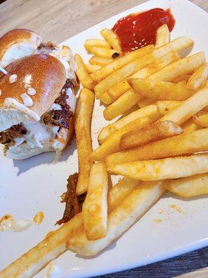 Pork sliders and fries.