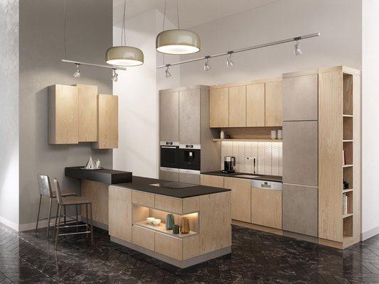 kitchen design 3d rendering interior