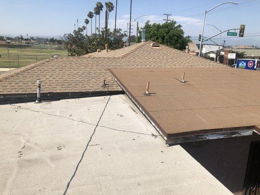 Wide angle shoot of the completed roof in Gardena