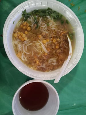 rakhine moti (clear fish broth from western state of burma), burmese green tea. the tea was so different and fragrant!