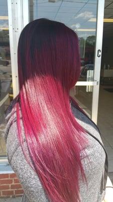 Bright magenta color on dark hair!