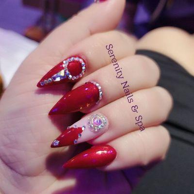 Dip powder and Swarovski nails