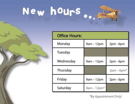 New Hours as of 9/1/16.