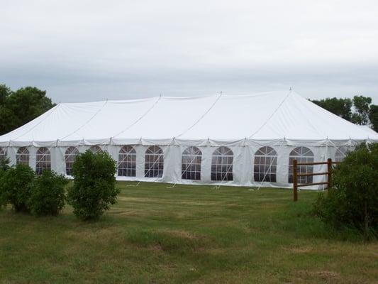 Pole tent with cathedral windows