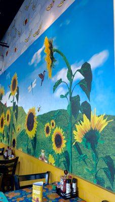 Hand painted sunflower wall