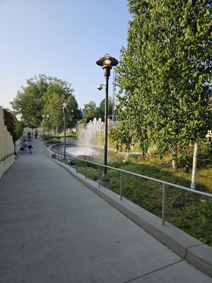 Fountain coming out of Metra underpass