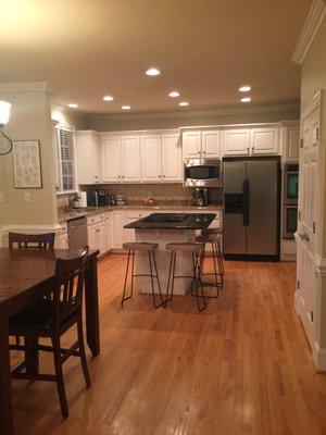 After picture of our freshly painted cabinets and walls.