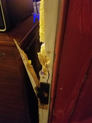 Cracked door jam that I had requested repaired from day one before it was kicked in.