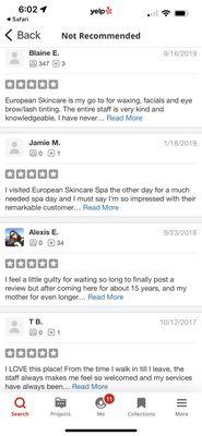 Here are some of the 5-star reviews that are conveniently "hidden" by Yelp. Unlike Google reviews, Yelp is increasingly becoming irrelevant!