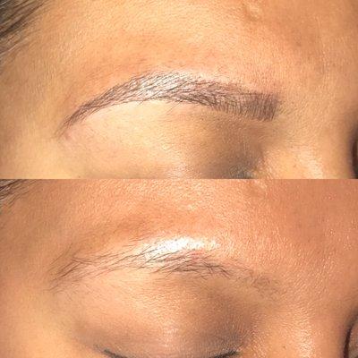 Built the eyebrows with microblading and natural hair like strokes