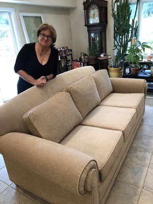 We had a large Ethan Allen soda we loved--17 years old--Stevens upholstery did a fantastic job. Stevens Upholstery is the real deal.