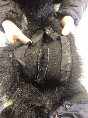 The owner used a hot glue gun to glue this fake fur to my hood because she completely destroyed the original fur!