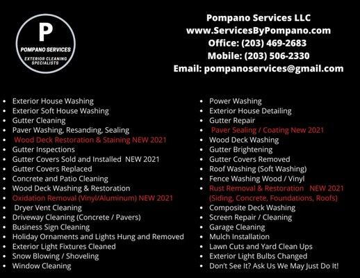 Pompano Services Complete List Of Services Provided.