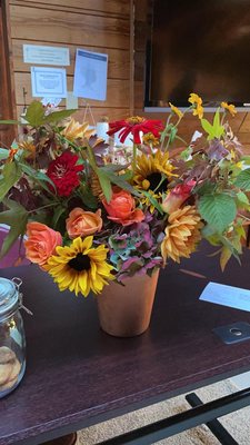 I asked for an autumn arrangement centered around sunflowers and they delivered!