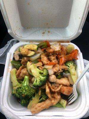 what they claim to be "chicken and shrimp hibachi"