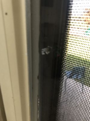 Terrible work hole in door screw missed