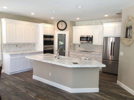 Countertops, backsplash, flooring