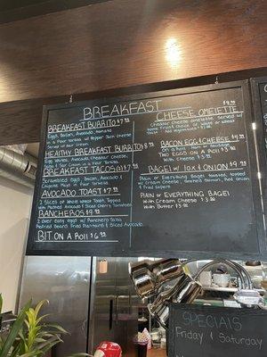 Breakfast menu