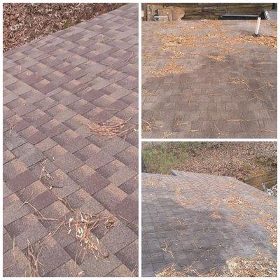 His idea of a roof patch. Completely different type of shingle, lowering the value of the home.