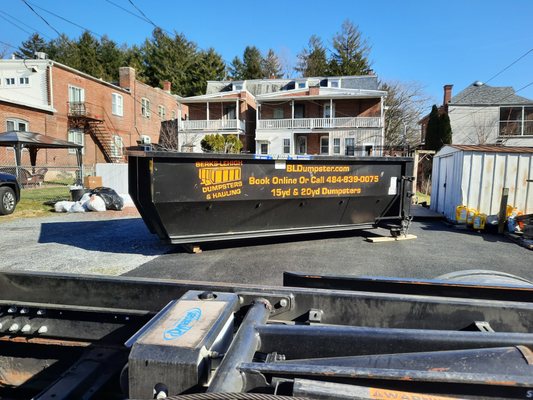 15 yard dumpster for weekend shed and landscaping cleanup in Kutztown, PA