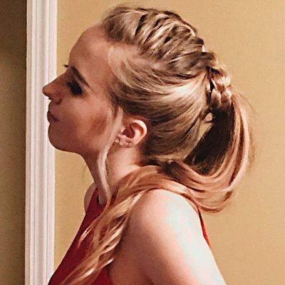 Braided extensions high pony updo