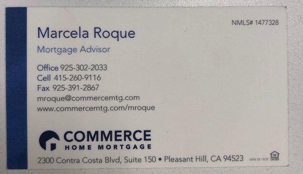 Marcela Roque Personal Card Information