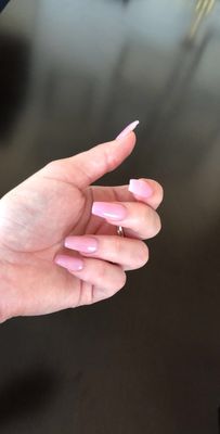 Pink acrylic over my real nails.  Amazing work!