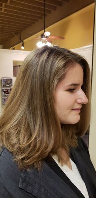 Gentle highlights by James
Haircut and style by Lisa