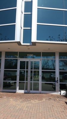 Entryway to suburban medical officer building