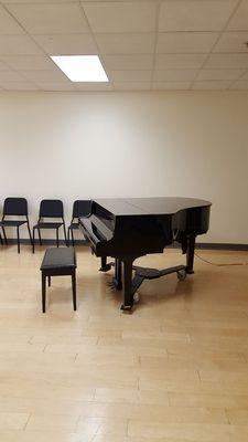 Piano in one of the practice rooms