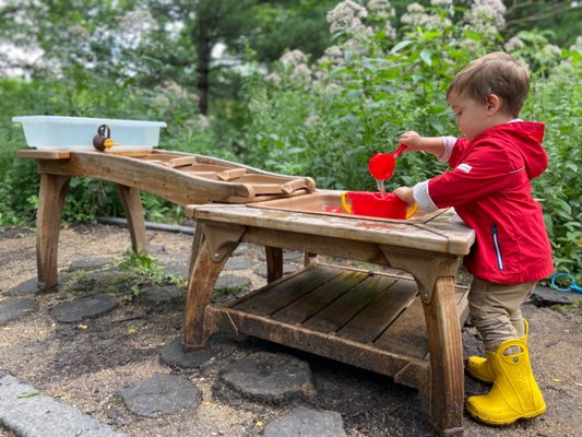 My son playing outside the museum in the play area for kids