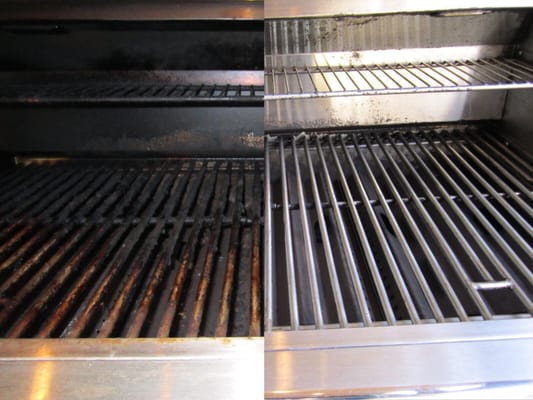 This is a before and after of a grill that we have cleaned.